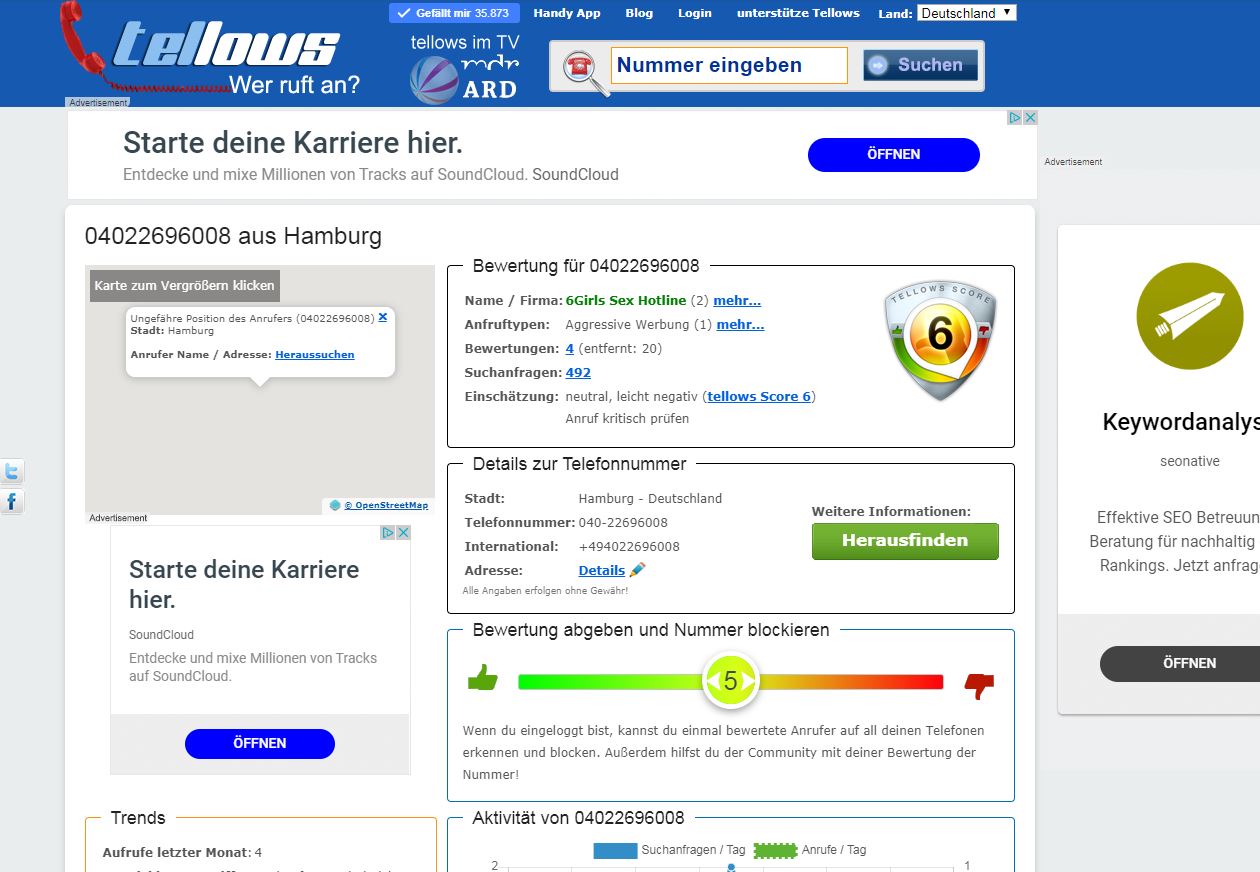 Tellows Pranger gegen die Heilige Wohngruppe Graumannsweg